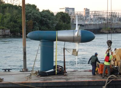 Single Gen5 KHPS turbine on dock before installation