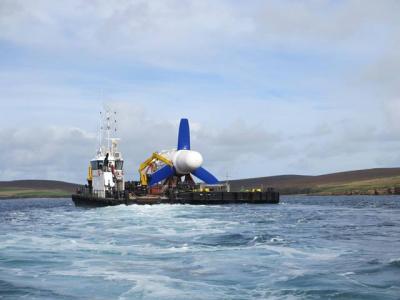 Voith turbine to EMEC tidal test site on the water