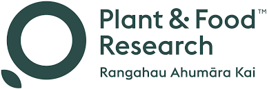 A green circle with a small shape with the words: Plant & Food Research Rangahau Ahumara Kai