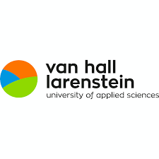 Orange, green, and blue circle with van hall larenstein university of applied sciences written on the right
