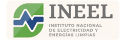 The logo of INEEL consists of a solid green leaf-like icon with a blue "heart-rate" wave passing through it/