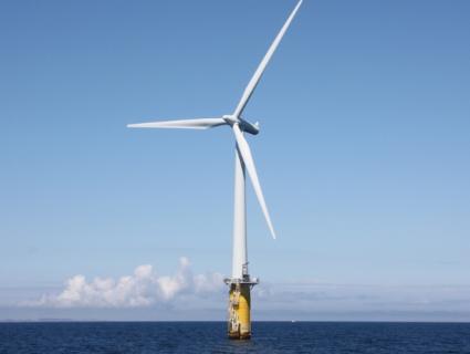 Hywind floating offshore wind turbine in North Sea, Norway.